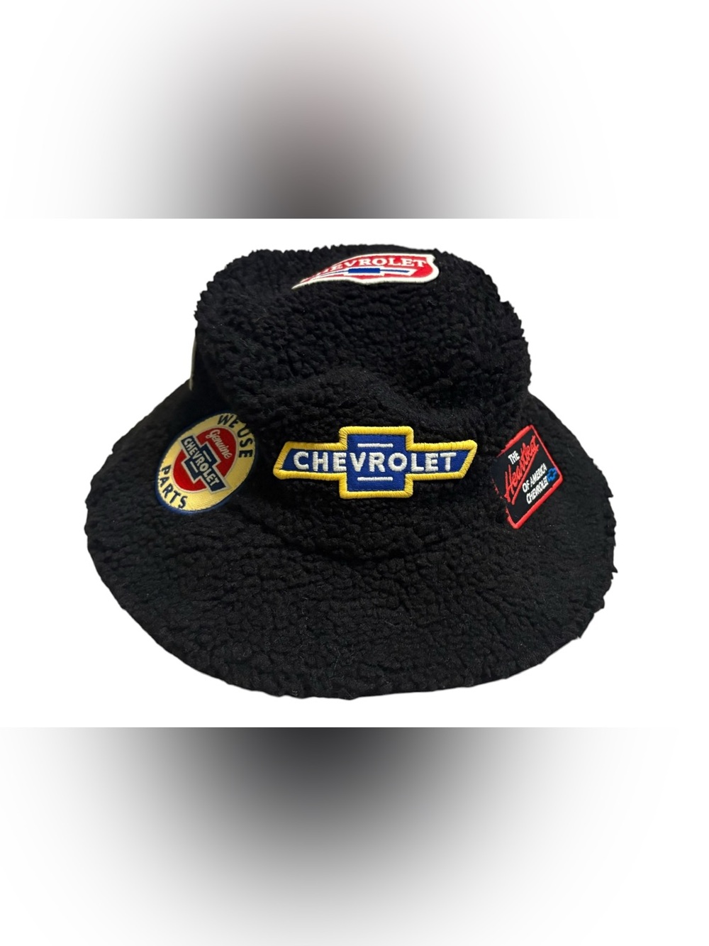 American Needle Chevrolet GM Fleece Bucket Hat Black Patch Logo NWOT
